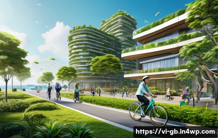 탄소중립을 위한 글로벌 협력의 필요성 - **Prompt:** A vibrant, futuristic depiction of a Vietnamese coastal city embracing a "Net Zero by 20...